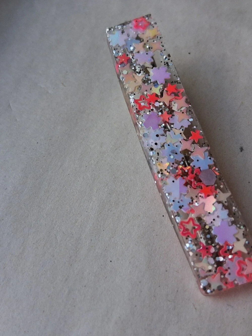 5/$25 Hand Crafted Multicolor Star Glitter Resin Bar Clip